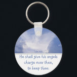 Angel in the Clouds, Encouragement, Scripture Silv Keychain<br><div class="desc">Luke 4:10 Angels shall watch over thee,  you,  Encouragement,  scripture. Great Christmas gift for son,  daughter,  mother,  father,  sister,  brother or anyone leaving</div>