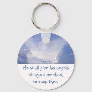 Angel in the Clouds, Encouragement, Scripture Silv Keychain