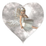 Angel in the Clouds Heart Sticker