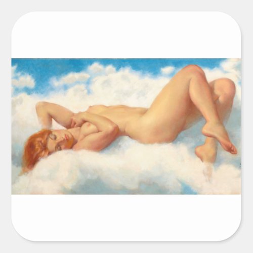 Angel in the Clouds Pin Up Art Square Sticker