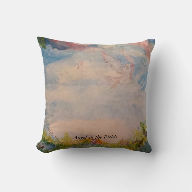 Angel in the field throw pillow (Front)