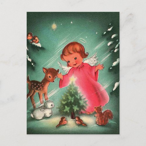 Angel In The Forest With Animals Postcard