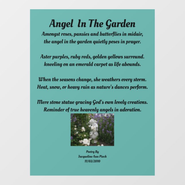 Angel In The Garden Wall Decal (Front)
