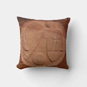 Angel in the Rocks Brown Tan Square Throw Pillow