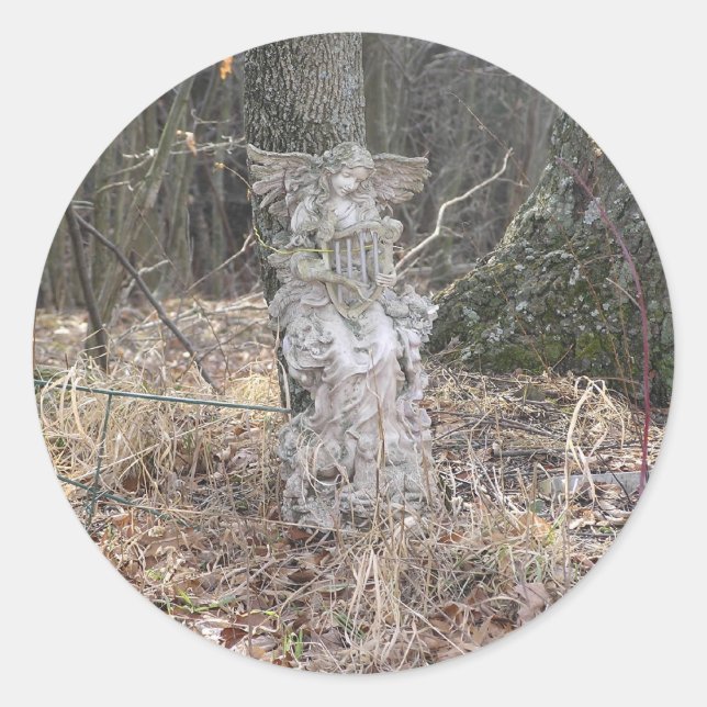 Angel in the Woods Classic Round Sticker (Front)