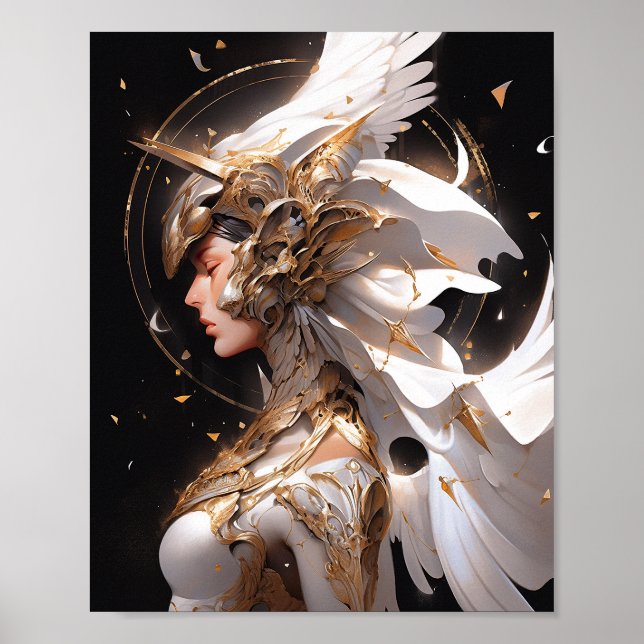 Angel In White Armor Fantasy Art Poster (Front)