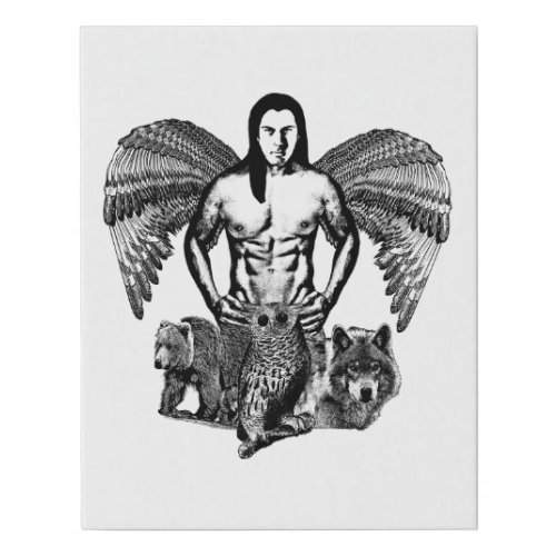 Angel Indian Man Spirit Guide Original Art Faux Canvas Print