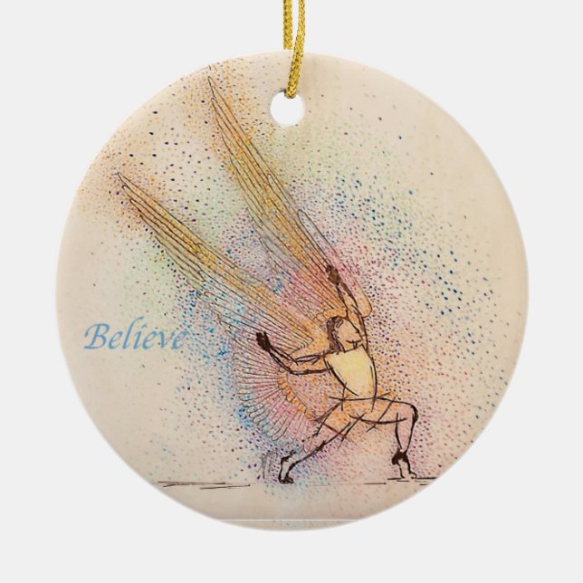 Angel Inspiration - Ceramic Round Ornament  (Front)