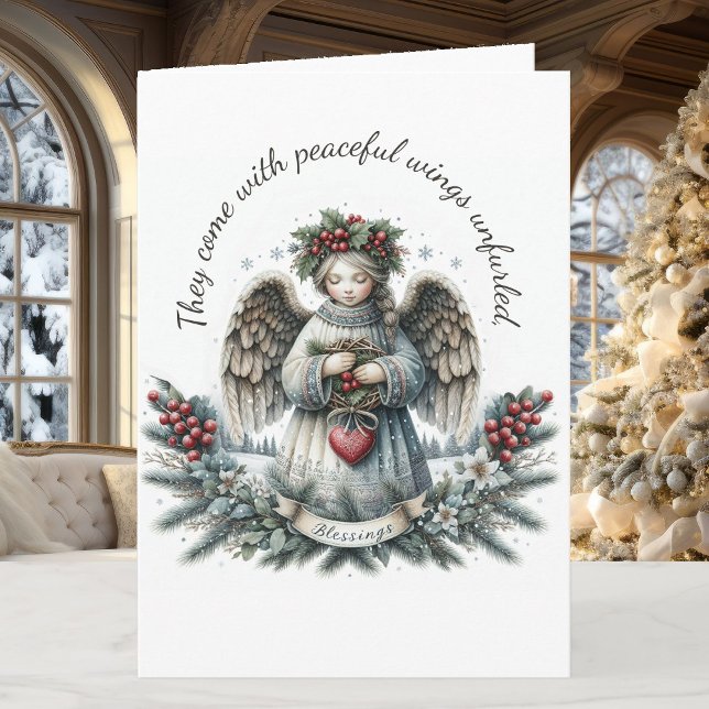 Angel It Came Upon A Midnight Clear Christmas Holiday Card (Creator Uploaded)