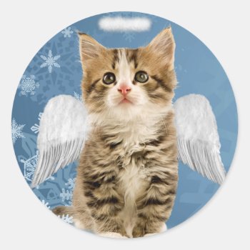 Angel Kitten Christmas Stickers by lamessegee at Zazzle