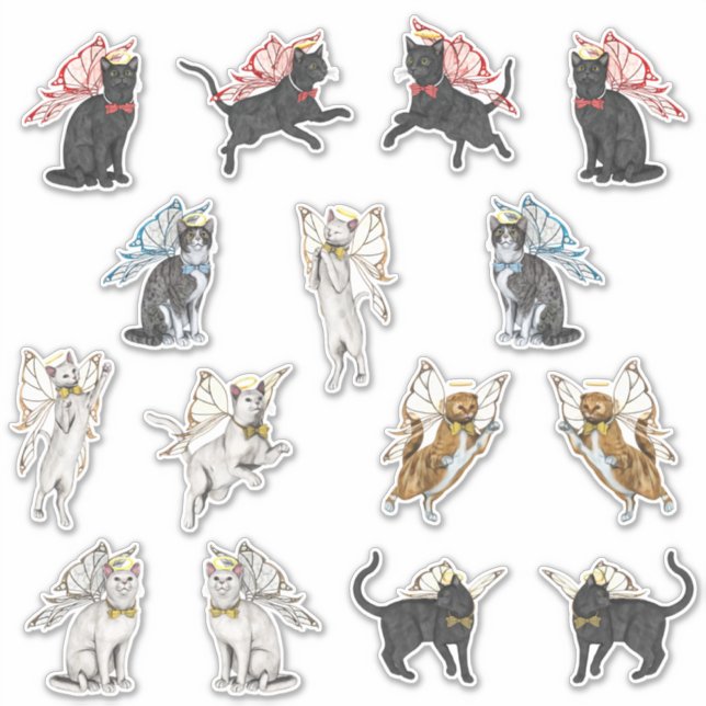 Angel Kitties with Wings Sticker (Front)