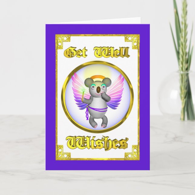 Angel Koala Get Well Wishes Card (Front)