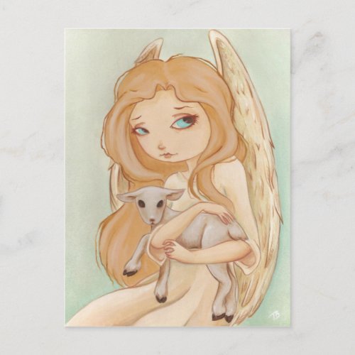 Angel lamb post card