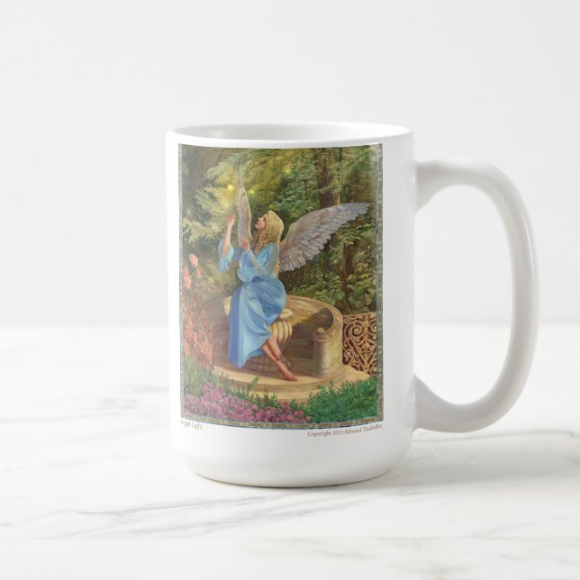 "Angel Light"  White ceramic coffee mug (Right)