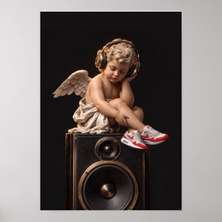 Angel Listening to Music Poster