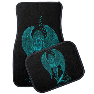 Angel lost in Love , black and green Design Car Floor Mat