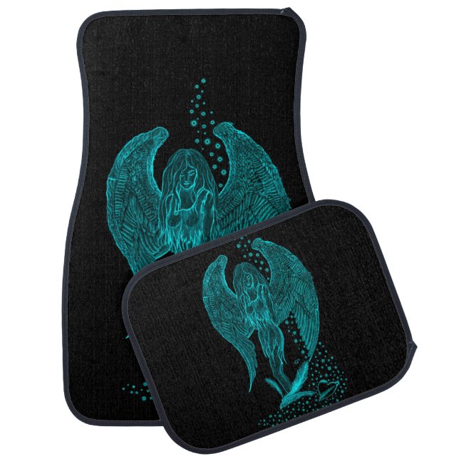 Angel lost in Love , black and green Design Car Floor Mat (Set)