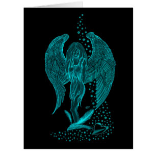 Angel lost in Love , black and green Design Cards