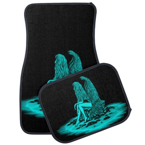 Angel  lost in thought  black and green Design Car Floor Mat