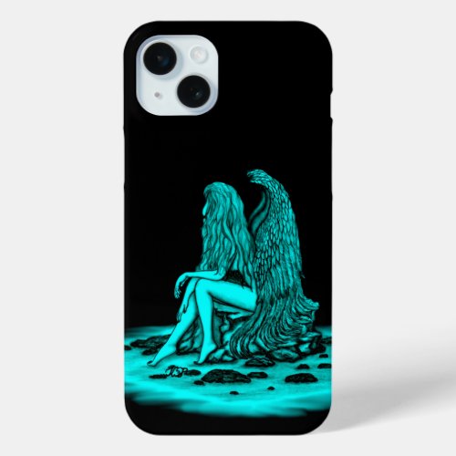 Angel  lost in thought  black and green Design iPhone 15 Plus Case