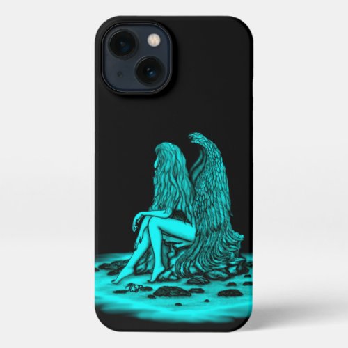 Angel  lost in thought  black and green Design iPhone 13 Case