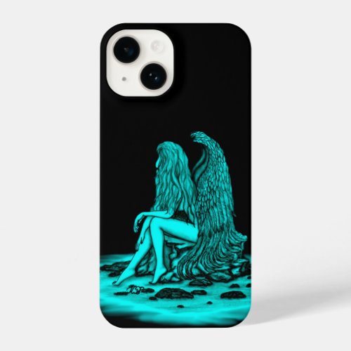 Angel  lost in thought  black and green Design iPhone 14 Case