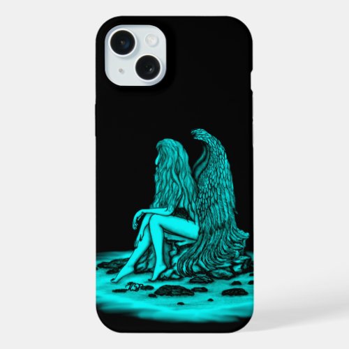 Angel  lost in thought  black and green Design iPhone 15 Plus Case