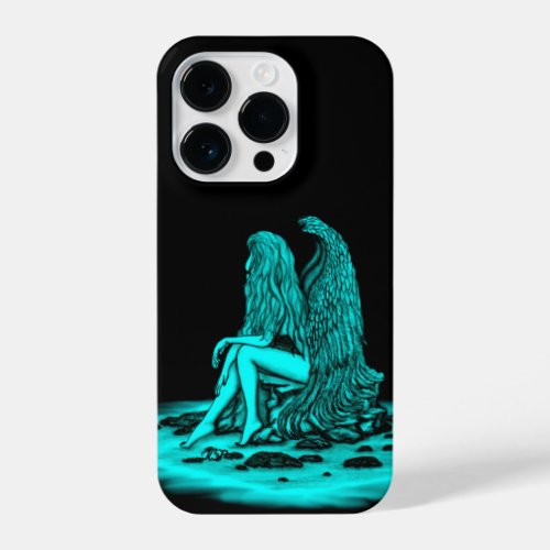 Angel  lost in thought  black and green Design iPhone 14 Pro Case