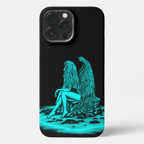 Angel  lost in thought  black and green Design iPhone 13 Pro Max Case