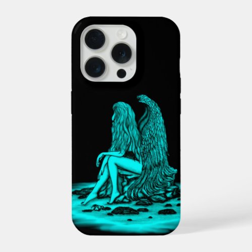 Angel  lost in thought  black and green Design iPhone 15 Pro Case