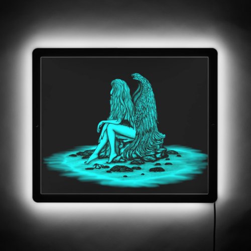 Angel  lost in thought  black and green Design LED Sign
