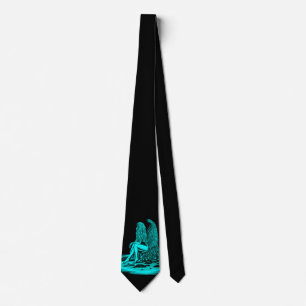 Angel , lost in thought , black and green Design Neck Tie