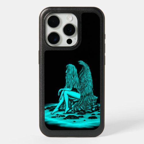 Angel  lost in thought  black and green Design iPhone 15 Pro Case