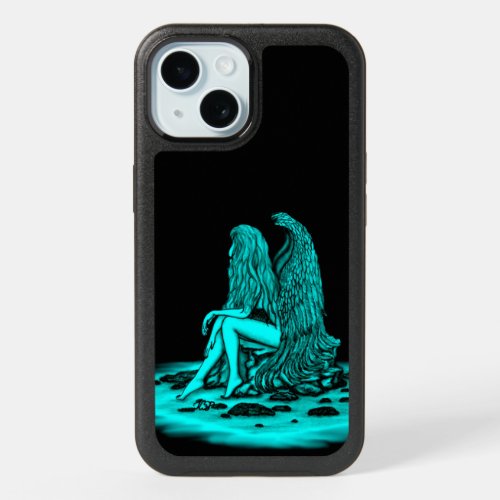 Angel  lost in thought  black and green Design iPhone 15 Case