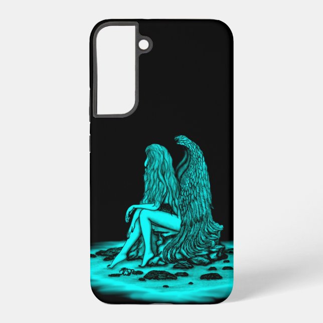 Angel , lost in thought , black and green Design Samsung Galaxy Case (Back)