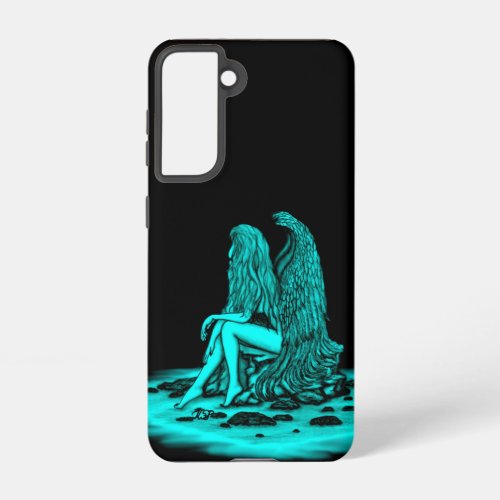 Angel  lost in thought  black and green Design Samsung Galaxy S21 Case