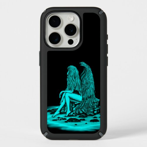 Angel  lost in thought  black and green Design iPhone 15 Pro Case