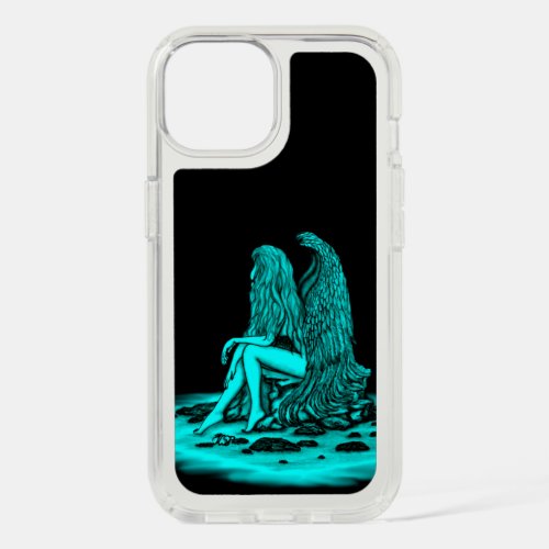 Angel  lost in thought  black and green Design iPhone 15 Case