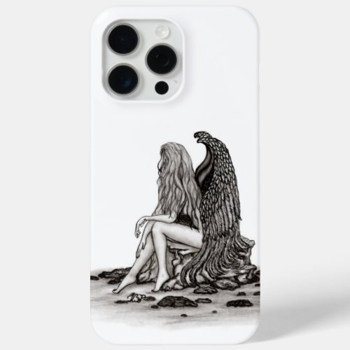 Angel  lost in thought  black and white Design iPhone 15 Pro Max Case