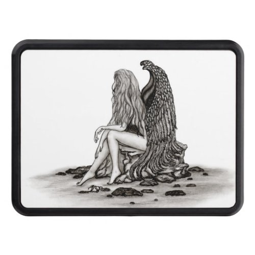 Angel  lost in thought  black and white Design Hitch Cover