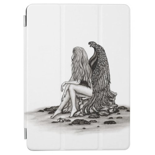 Angel  lost in thought  black and white Design iPad Air Cover