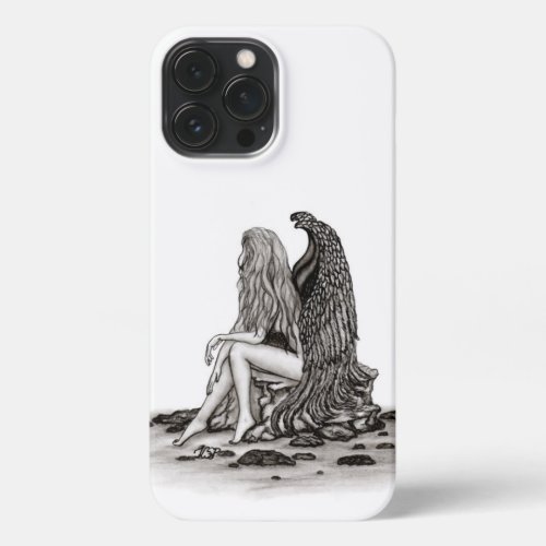 Angel  lost in thought  black and white Design iPhone 13 Pro Max Case