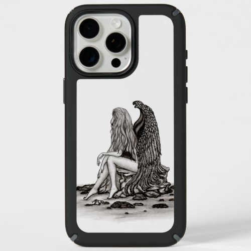 Angel  lost in thought  black and white Design iPhone 15 Pro Max Case