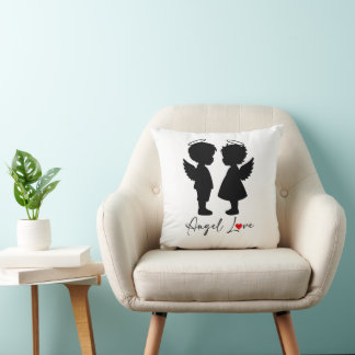 Angel Love – Cute Angel Couple Design Throw Pillow