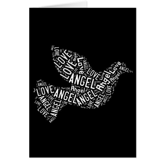 Angel Love Dove, White on Black (Front)