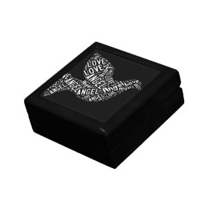 Angel Love Dove, White on Black Jewelry Box