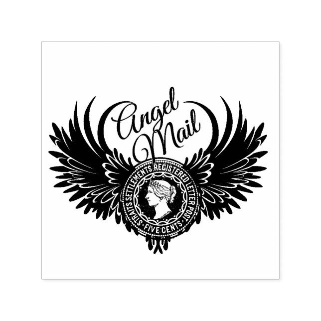 Angel Mail Self Inking Rubber Stamp (Design)