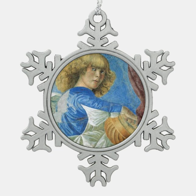 ANGEL MAKING MUSIC SNOWFLAKE PEWTER CHRISTMAS ORNAMENT (Front)