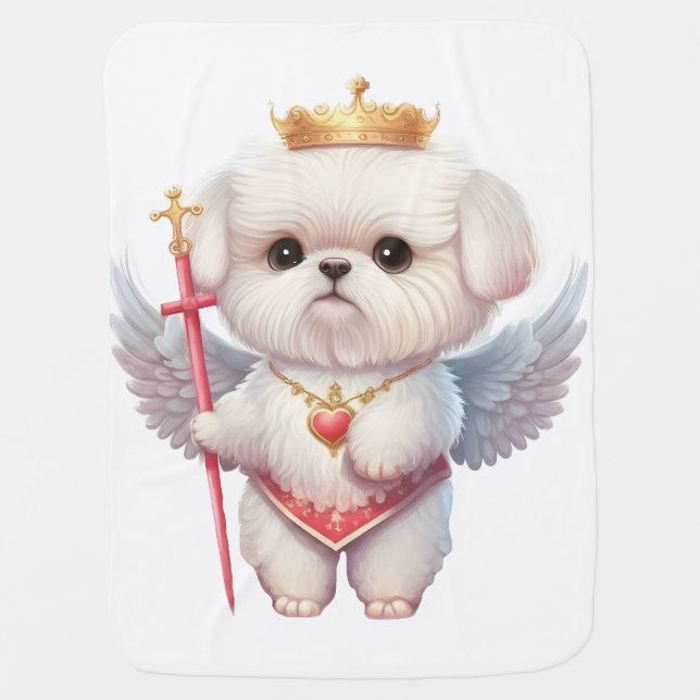 Angel Maltese Puppy, Maltes dog lovers and owners Baby Blanket (Front)
