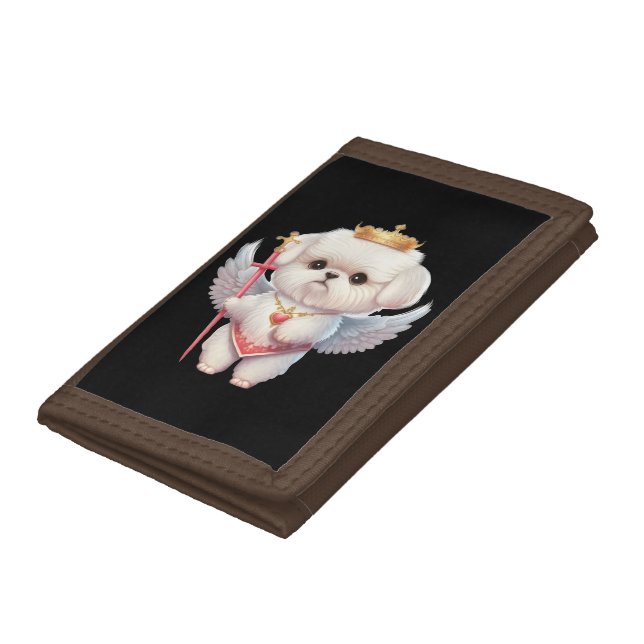 Angel Maltese Puppy, Maltes dog lovers and owners Trifold Wallet (Bottom)